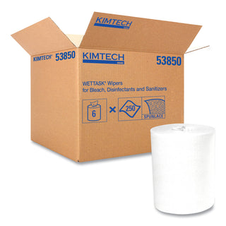 Power Clean Wipers for Disinfectants, Sanitizers and Solvents WetTask Customizable Wet Wiping System 250/Roll, 6 Roll/Carton