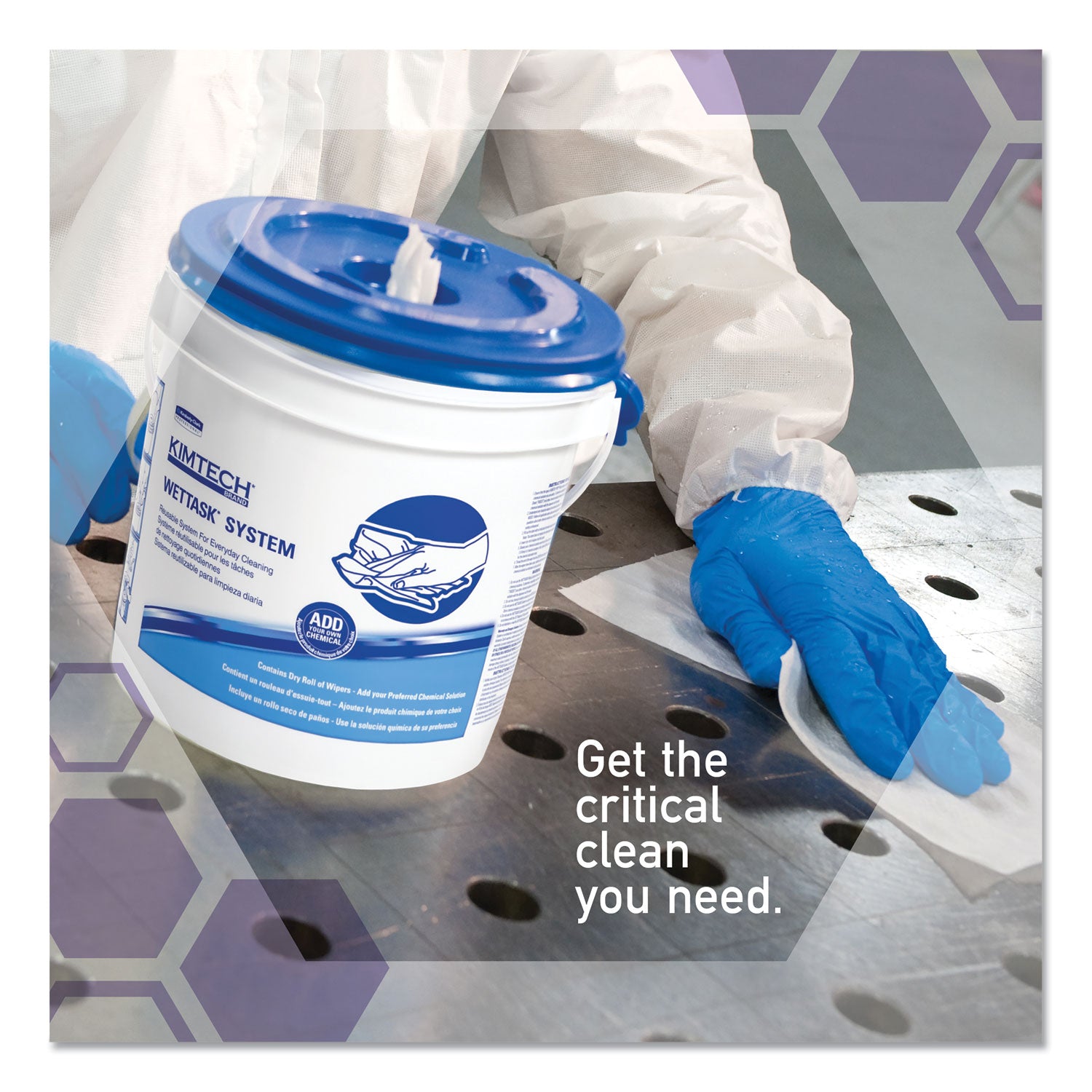 Power Clean Wipers for Disinfectants, Sanitizers and Solvents WetTask Customizable Wet Wiping System 250/Roll, 6 Roll/Carton