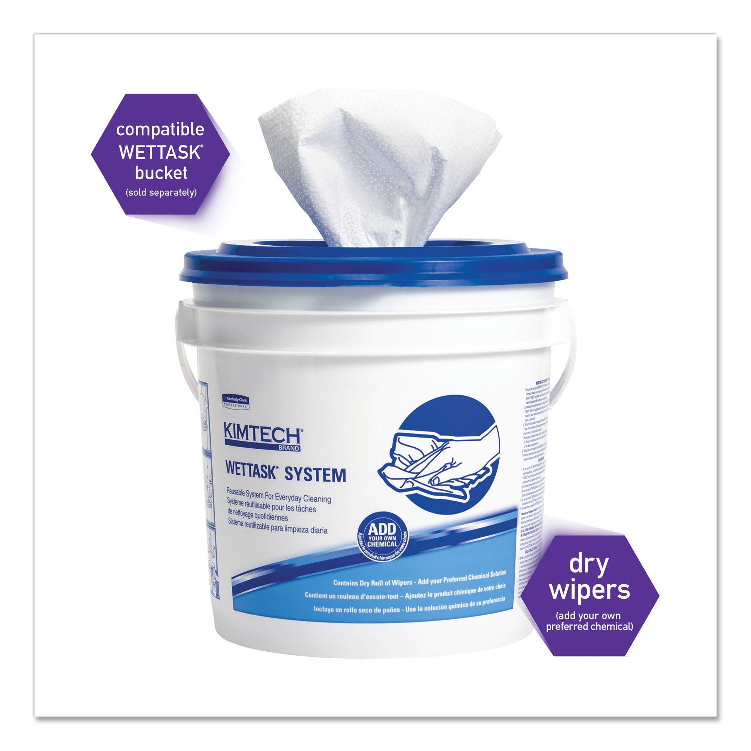 Power Clean Wipers for Disinfectants, Sanitizers and Solvents WetTask Customizable Wet Wiping System 250/Roll, 6 Roll/Carton