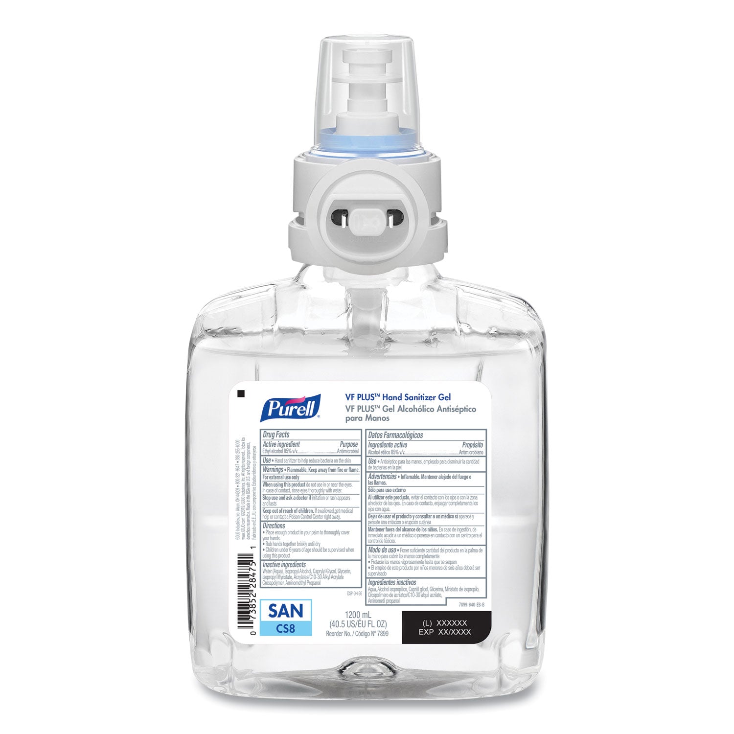 vf-plus-hand-sanitizer-gel-1200-ml-refill-bottle-fragrance-free-for-cs8-dispensers-2-carton_goj789902ct - 1