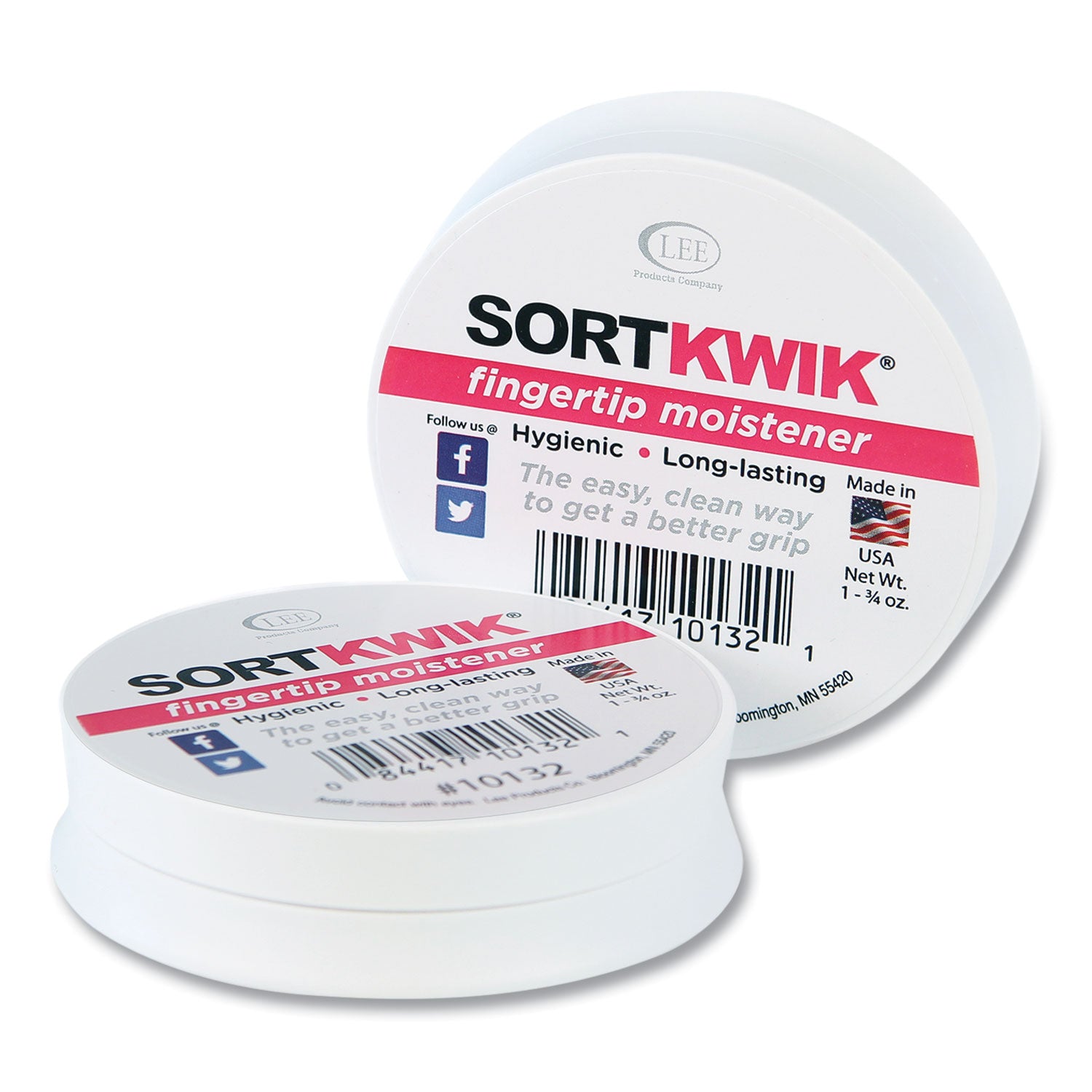 Sortkwik Fingertip Moisteners, 1.75 oz, Pink, 2/Pack - 