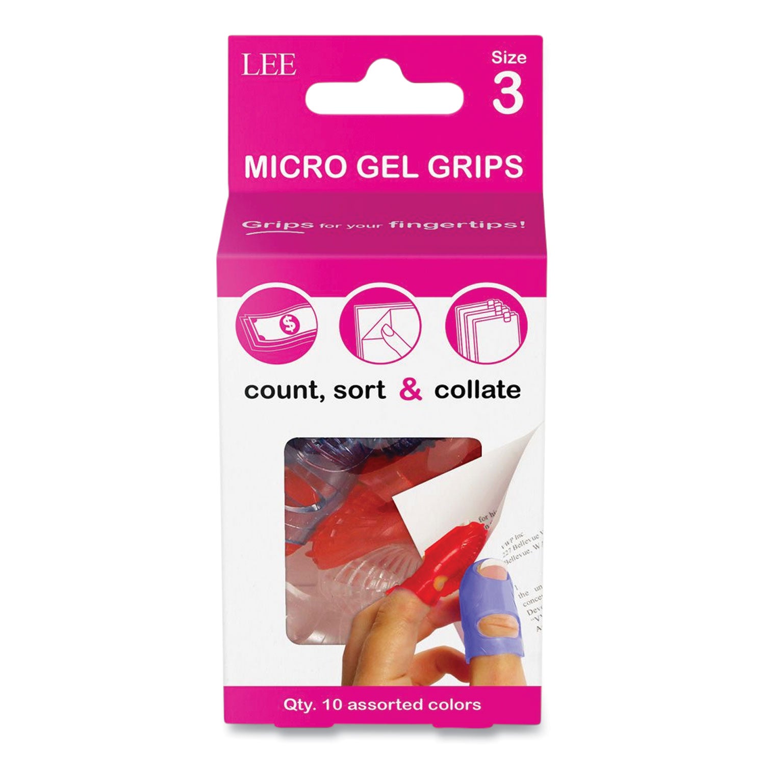 Tippi Micro-Gel Fingertip Grips, Size 3, X-Small, Assorted, 10/Pack - 