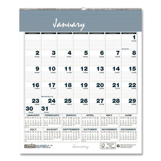 House of Doolittle Bar Harbor Monthly Wall Calendar - Julian Dates - Monthly - 12 Month - January 2024 - December 2024 - 1 Month Single Page Layout - 7" x 6" Sheet Size - Wire Bound - Wedgewood Blue - Reference Calendar, Hanger - 1 Each