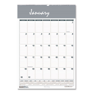 Bar Harbor Recycled Wirebound Monthly Wall Calendar, 15.5 x 22, White/Blue/Gray Sheets, 12-Month (Jan-Dec): 2024