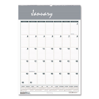Bar Harbor Recycled Wirebound Monthly Wall Calendar, 22 x 31.25, White/Blue/Gray Sheets, 12-Month (Jan-Dec): 2024