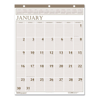 Large Print Recycled Monthly Wall Calendar, 20 x 26, Beige Sheets, 12-Month (Jan to Dec): 2024