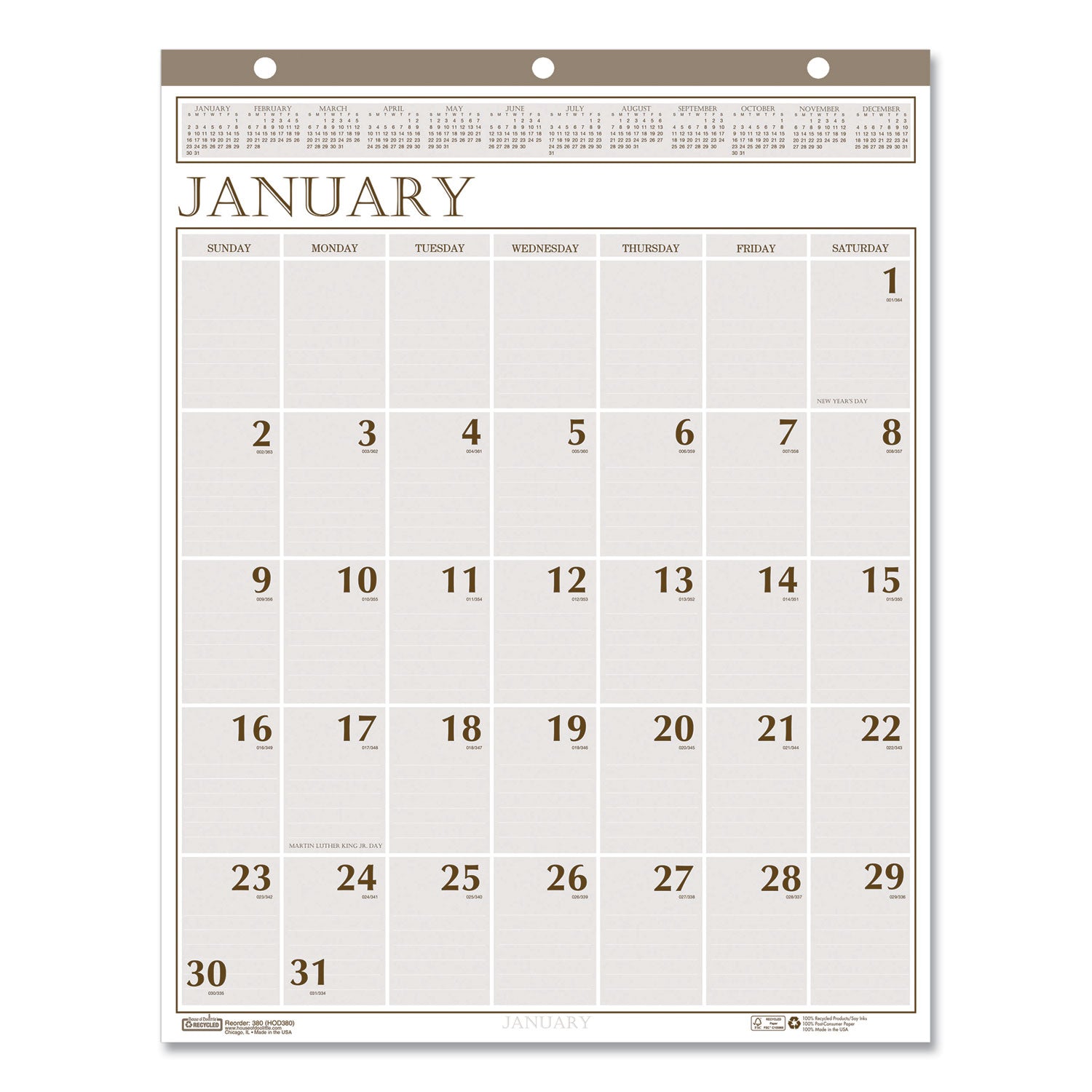 large-print-recycled-monthly-wall-calendar-20-x-26-beige-sheets-12-month-jan-to-dec-2024_hod380 - 1
