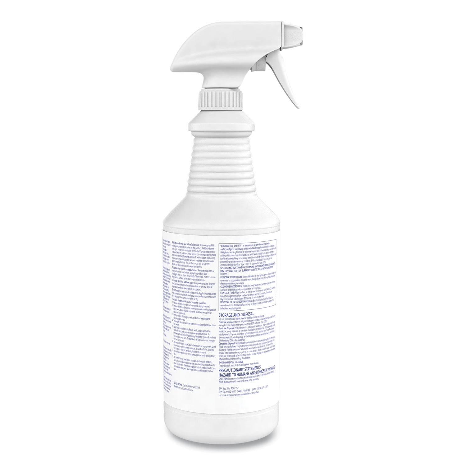 Virex TB Disinfectant Cleaner, Lemon Scent, Liquid, 32 oz Bottle, 12/Carton - 