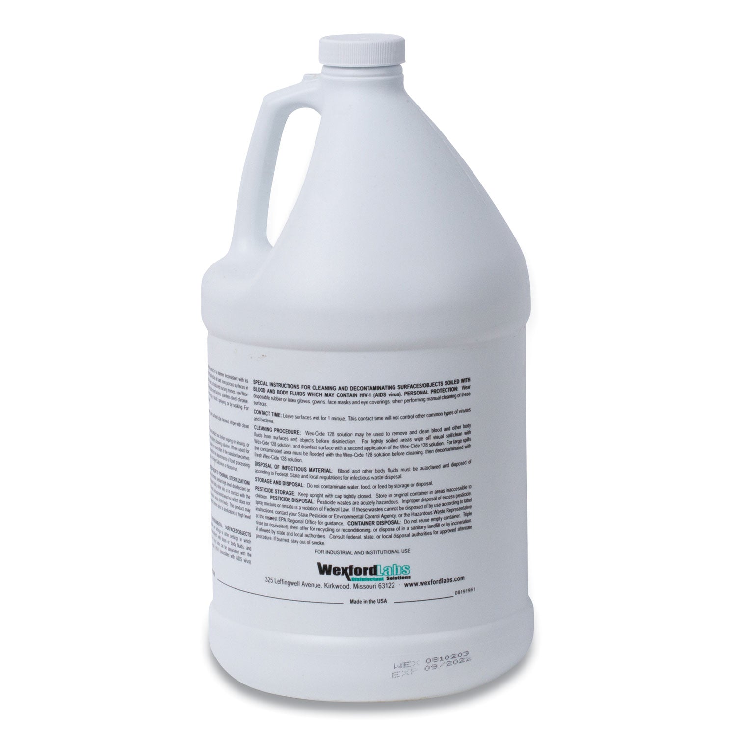 Wex-Cide Concentrated Disinfecting Cleaner, Nectar Scent, 128 oz Bottle
