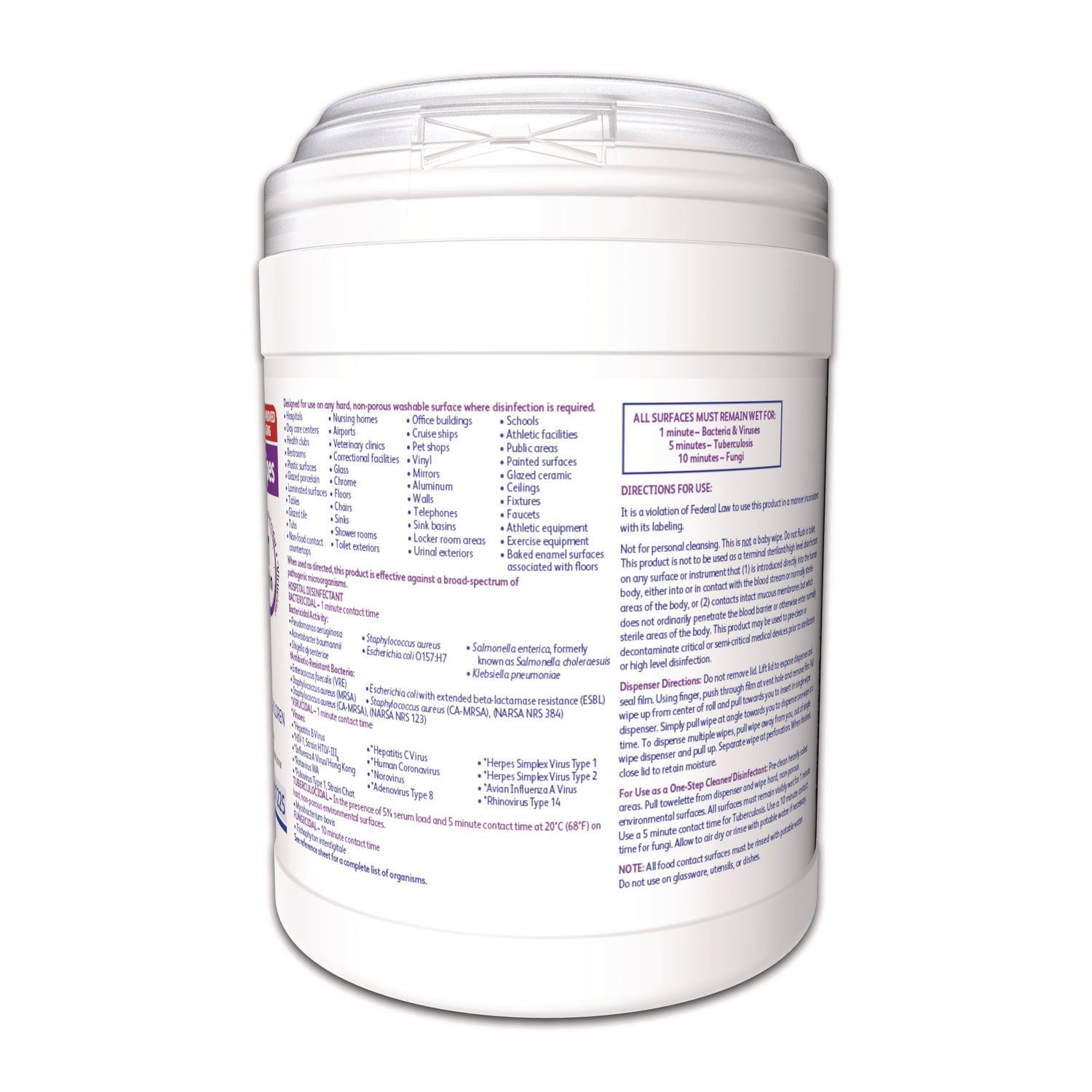 Oxivir TB Disinfectant Wipes, 7 x 6, White, 160/Canister, 12 Canisters/Carton