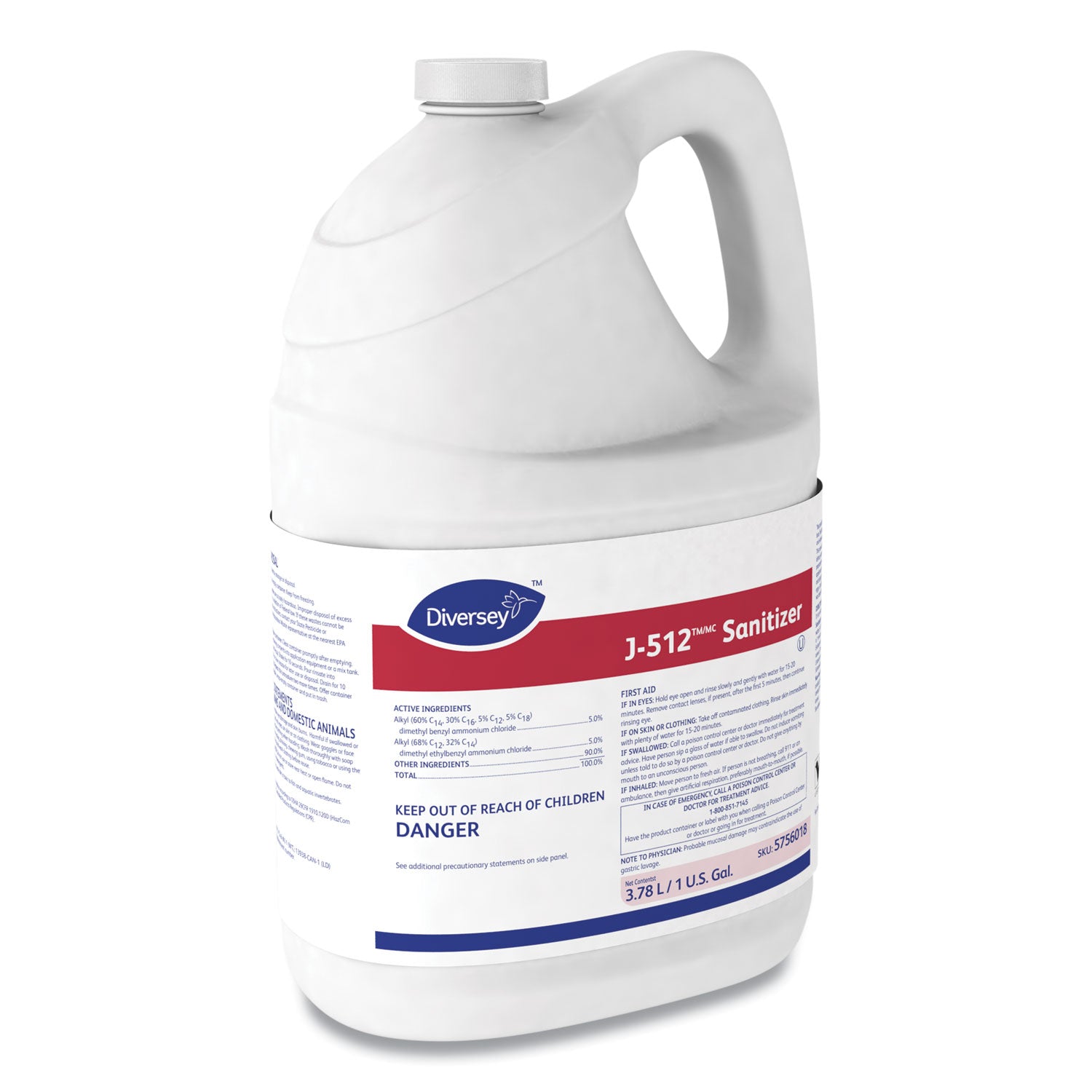 J-512TM/MC Sanitizer, 1 gal Bottle, 4/Carton