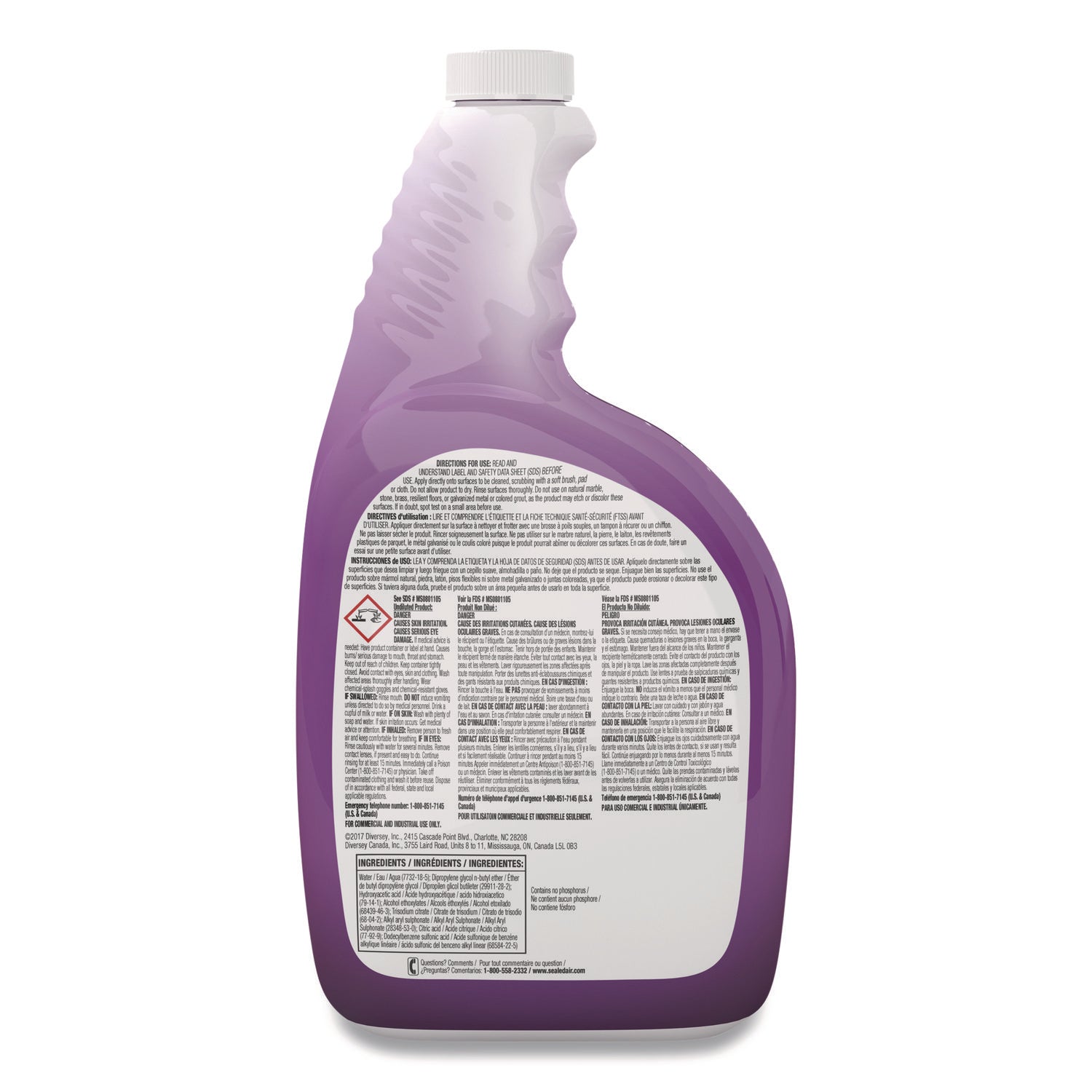 Crew Shower, Tub and Tile Cleaner, Liquid, 32 oz, 4/Carton