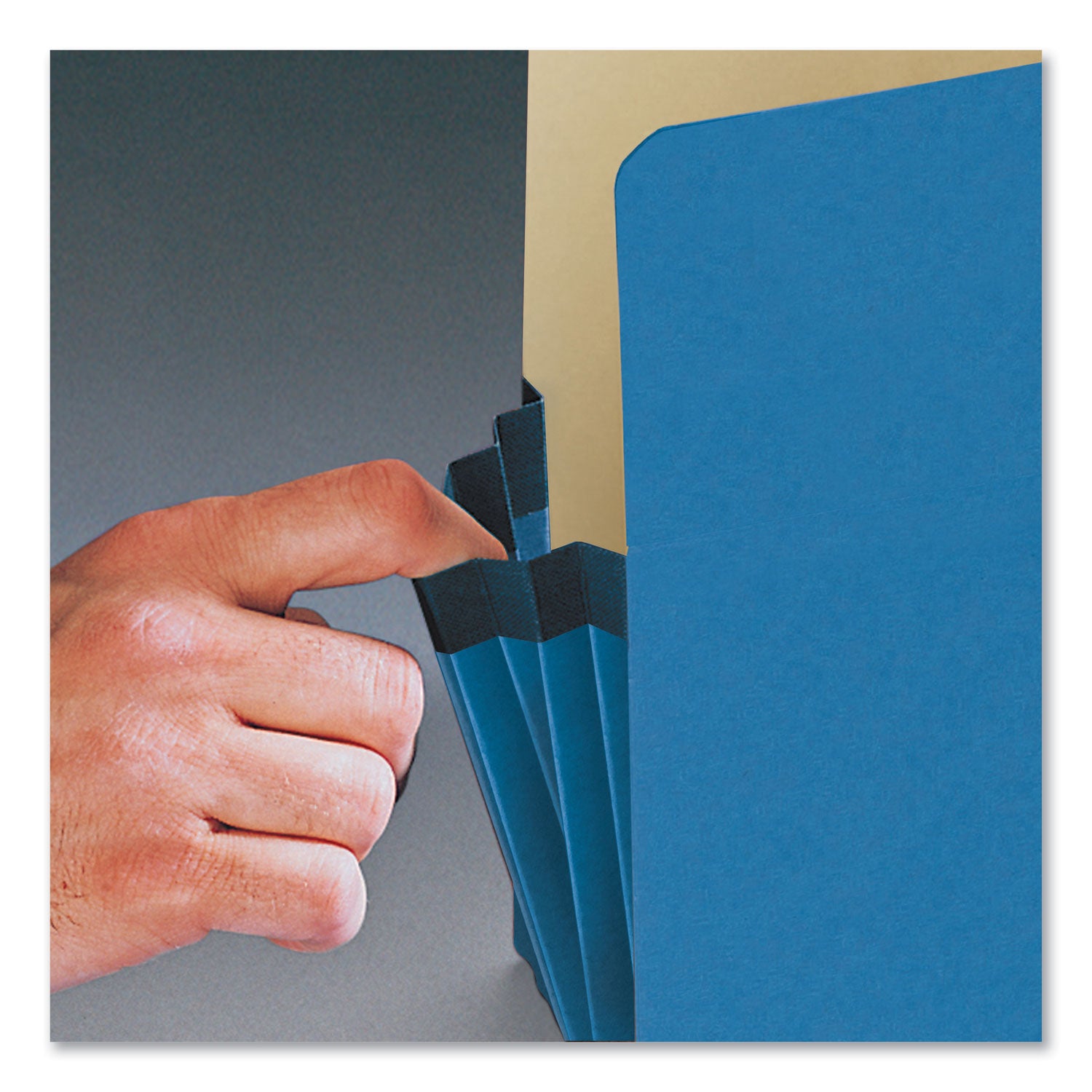 Colored File Pockets, 3.5" Expansion, Letter Size, Blue - 
