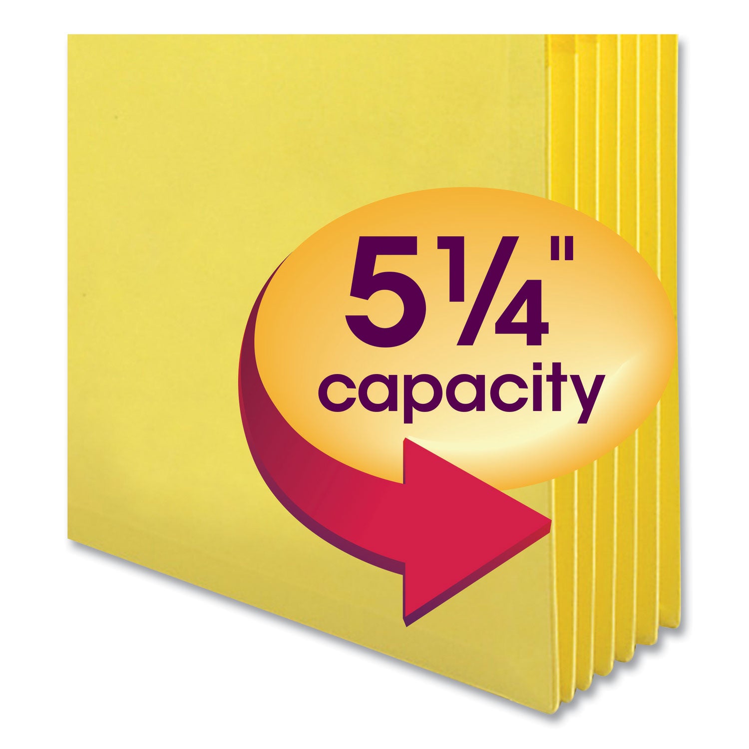 Colored File Pockets, 5.25" Expansion, Letter Size, Yellow - 