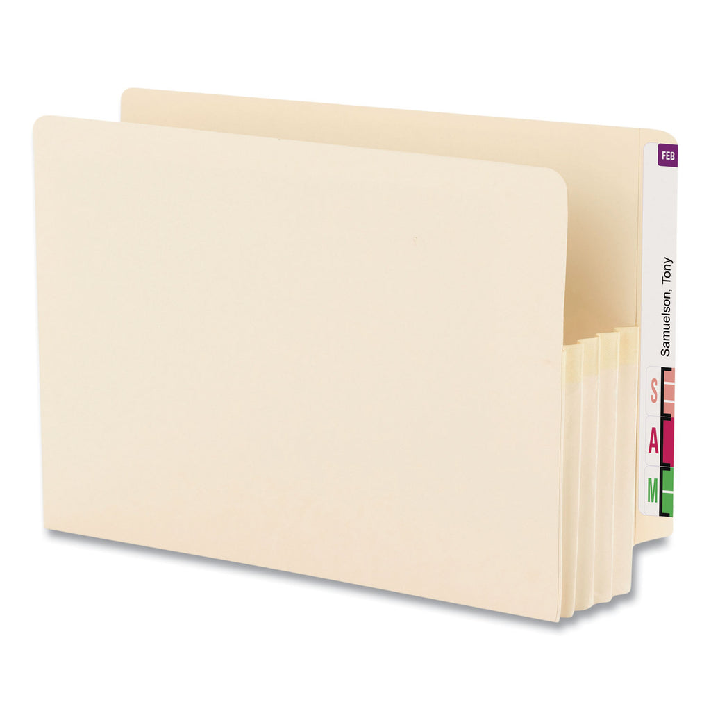 Manila End Tab File Pockets, 3.5" Expansion, Legal Size, Manila, 25/Box - 