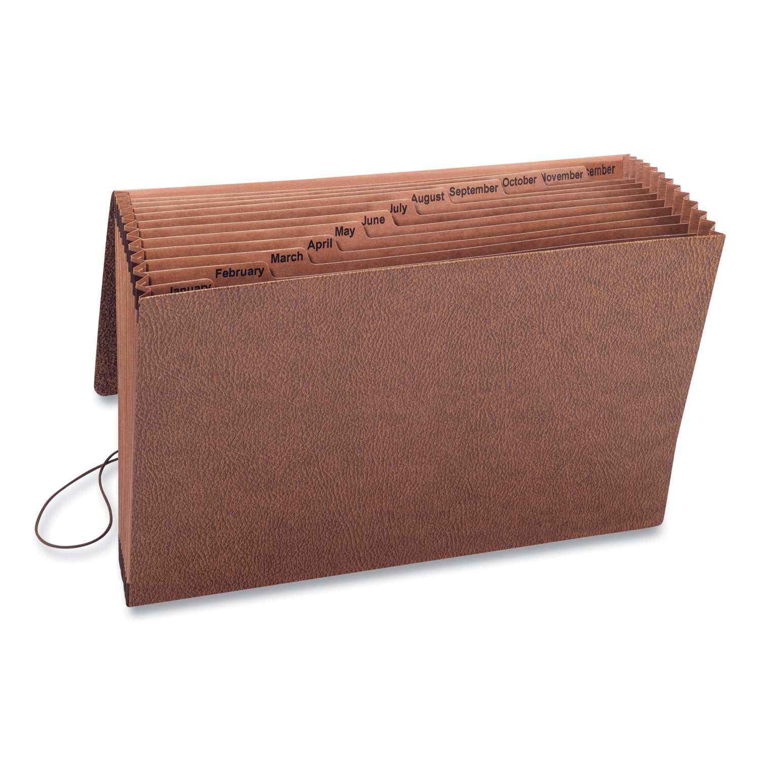 TUFF Expanding Wallet, 12 Sections, Elastic Cord Closure, 1/12-Cut Tabs, Legal Size, Redrope - 