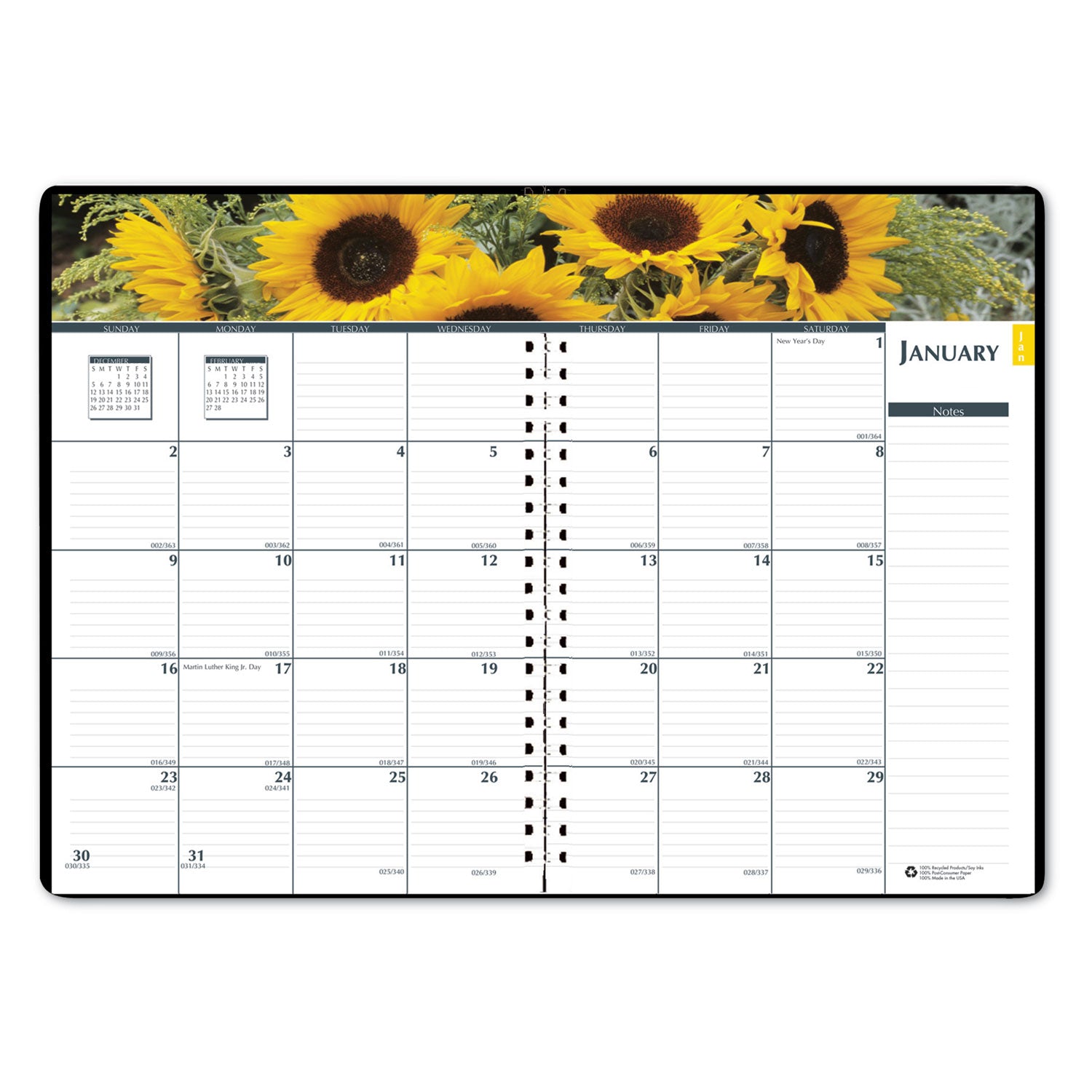 earthscapes-recycled-weekly-monthly-planner-gardens-of-the-world-photography-10-x-7-black-cover-12-month-jan-dec-2024_hod294632 - 2