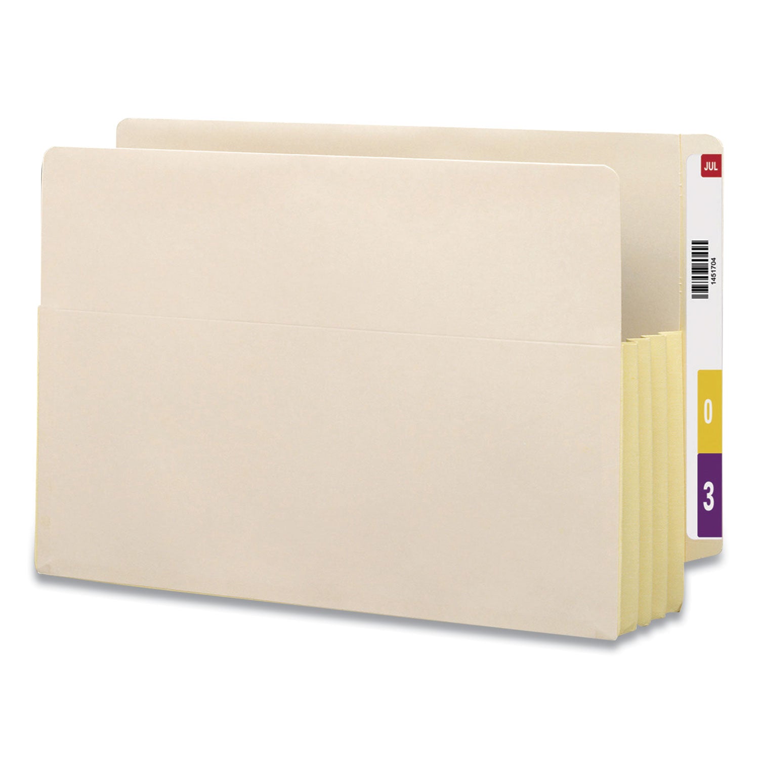Manila End Tab File Pockets with Tyvek-Lined Gussets, 3.5" Expansion, Legal Size, Manila, 10/Box - 