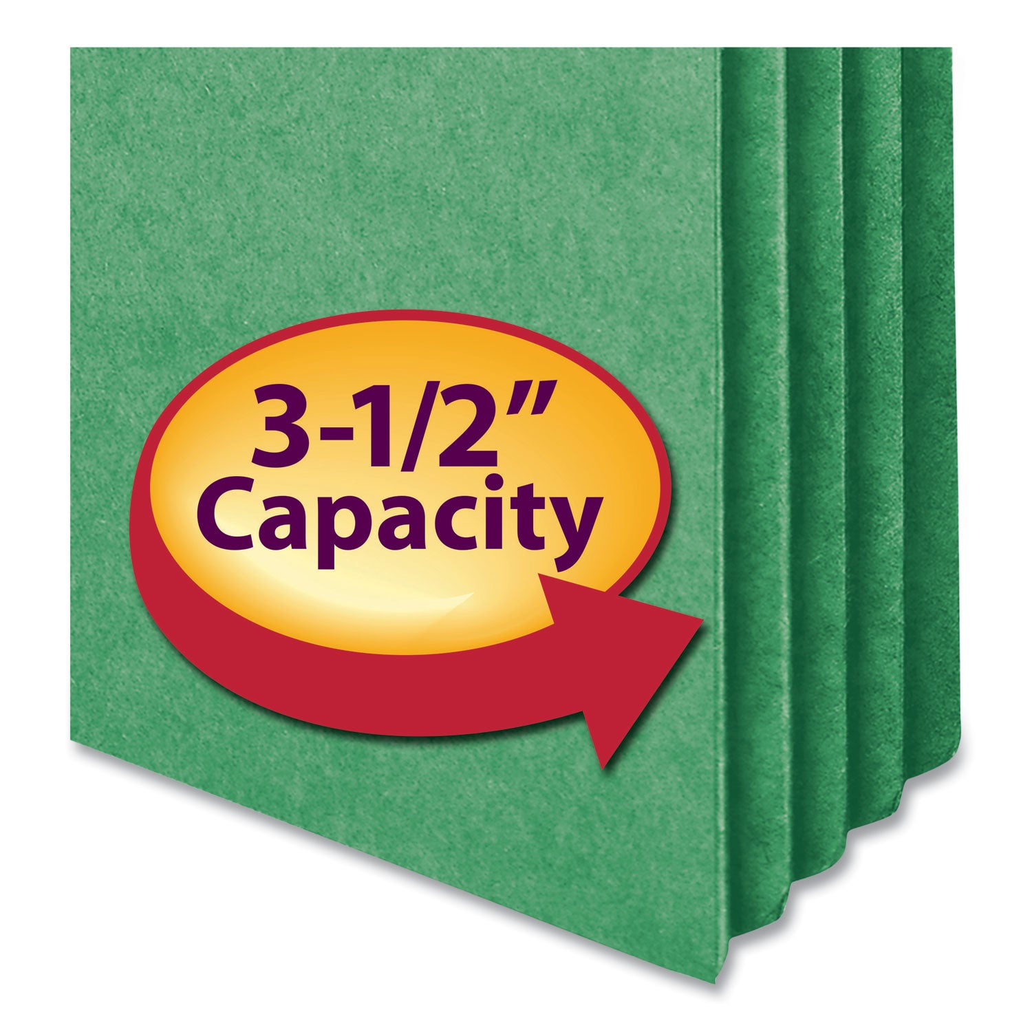 Colored File Pockets, 3.5" Expansion, Legal Size, Green - 