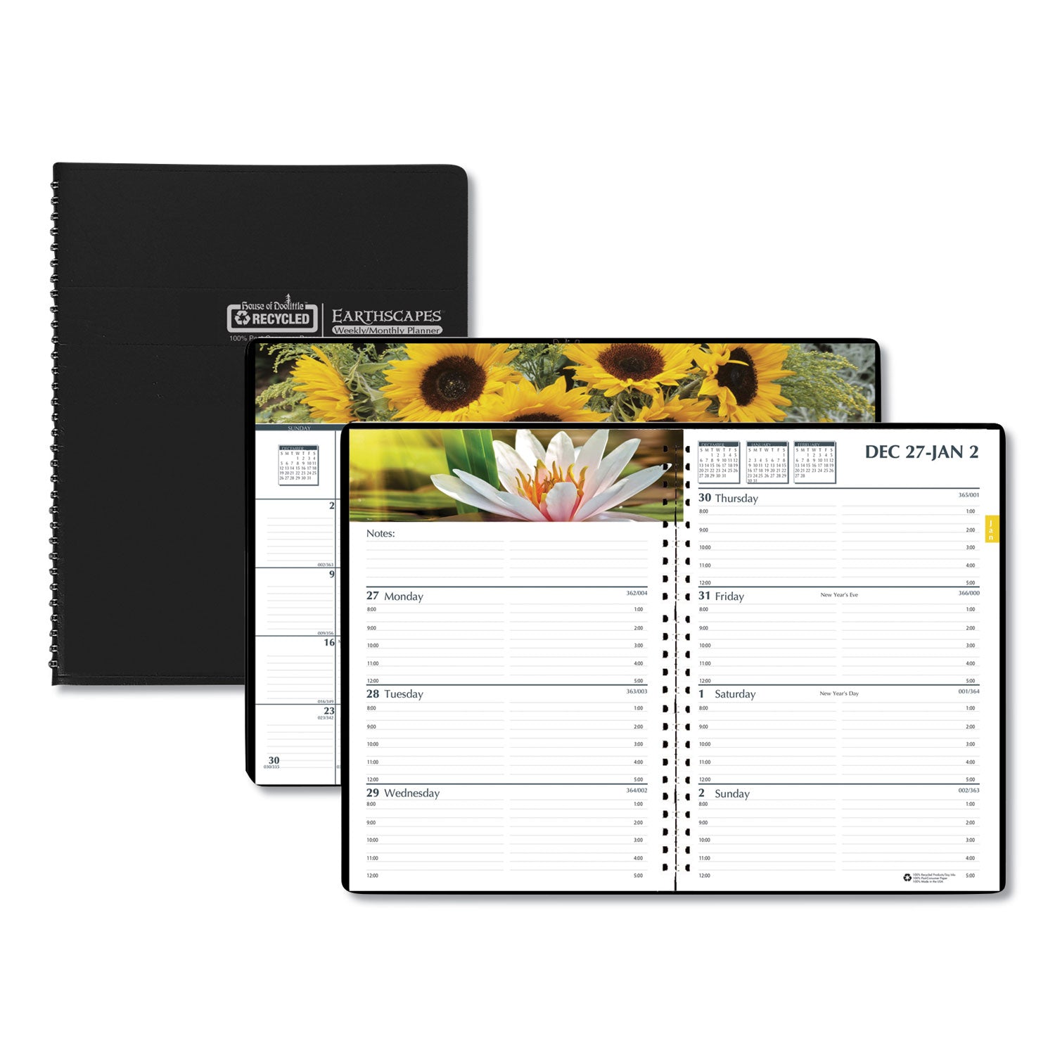 earthscapes-recycled-weekly-monthly-planner-gardens-of-the-world-photography-10-x-7-black-cover-12-month-jan-dec-2024_hod294632 - 1