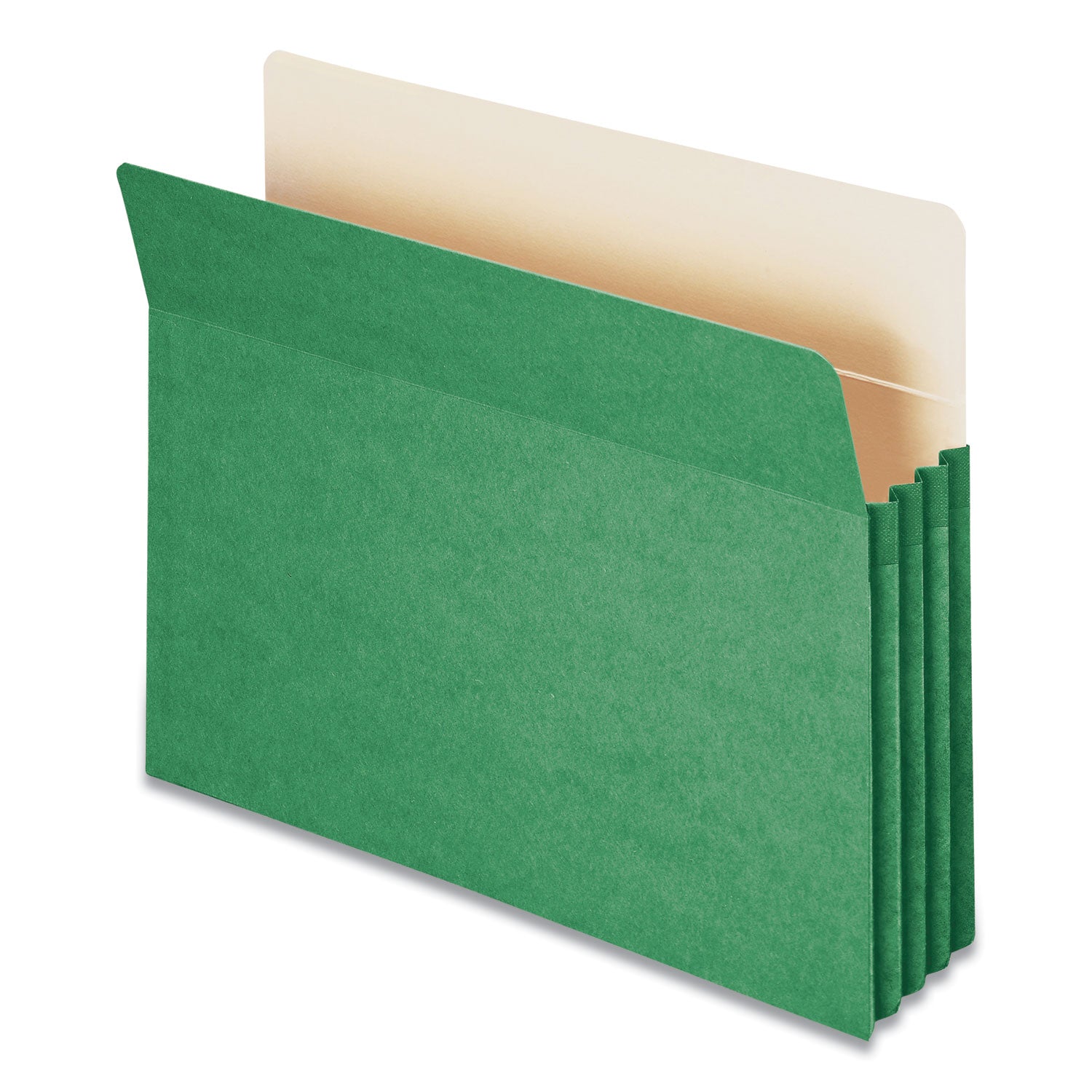 Colored File Pockets, 3.5" Expansion, Letter Size, Green - 