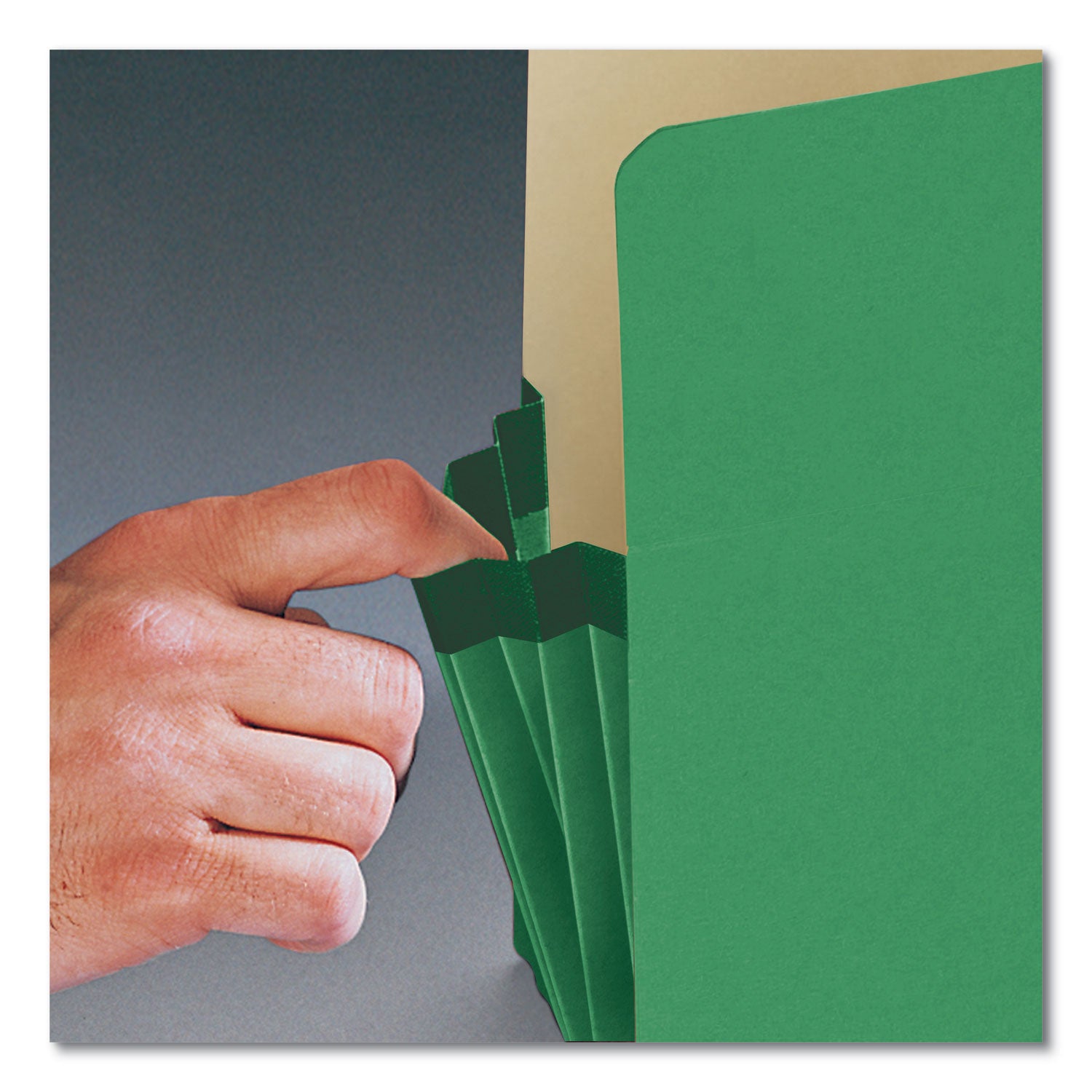 Colored File Pockets, 3.5" Expansion, Letter Size, Green - 