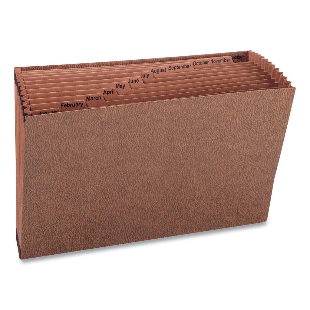 TUFF Expanding Open-Top Stadium File, 12 Sections, 1/12-Cut Tabs, Legal Size, Redrope - 