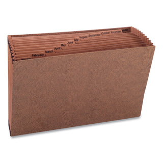 TUFF Expanding Open-Top Stadium File, 12 Sections, 1/12-Cut Tabs, Legal Size, Redrope - 