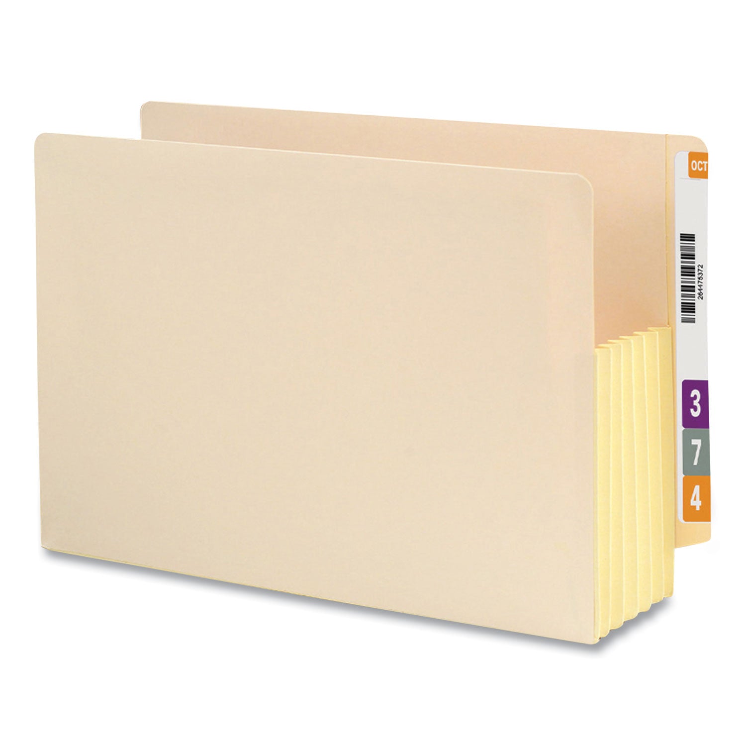 Manila End Tab File Pockets with Tyvek-Lined Gussets, 5.25" Expansion, Legal Size, Manila, 10/Box - 