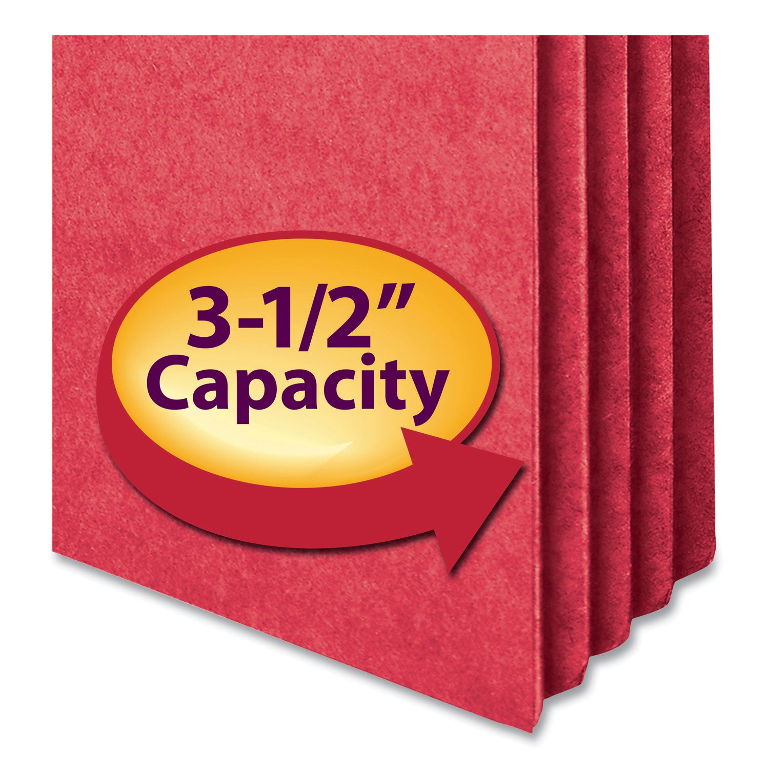 Colored File Pockets, 3.5" Expansion, Legal Size, Red - 