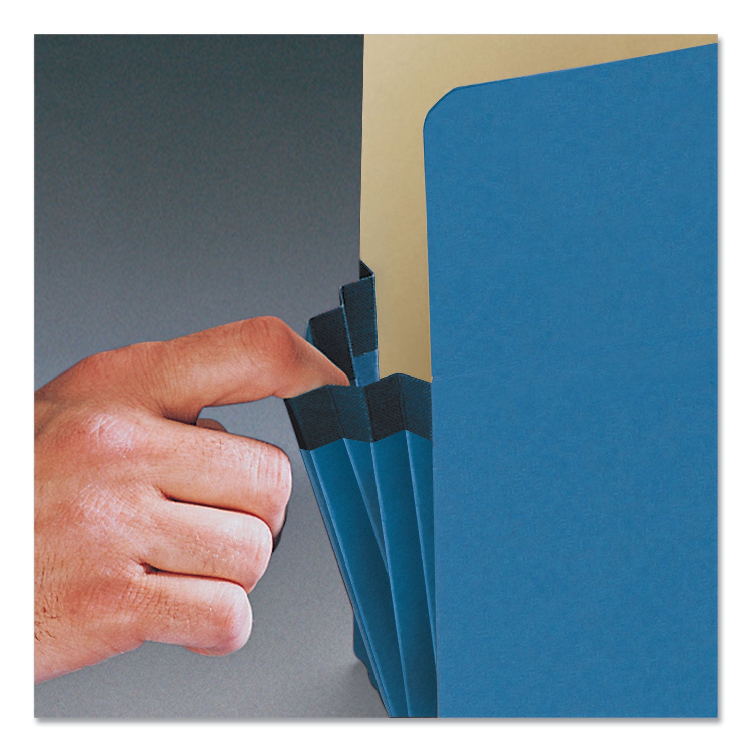 Colored File Pockets, 3.5" Expansion, Legal Size, Blue - 