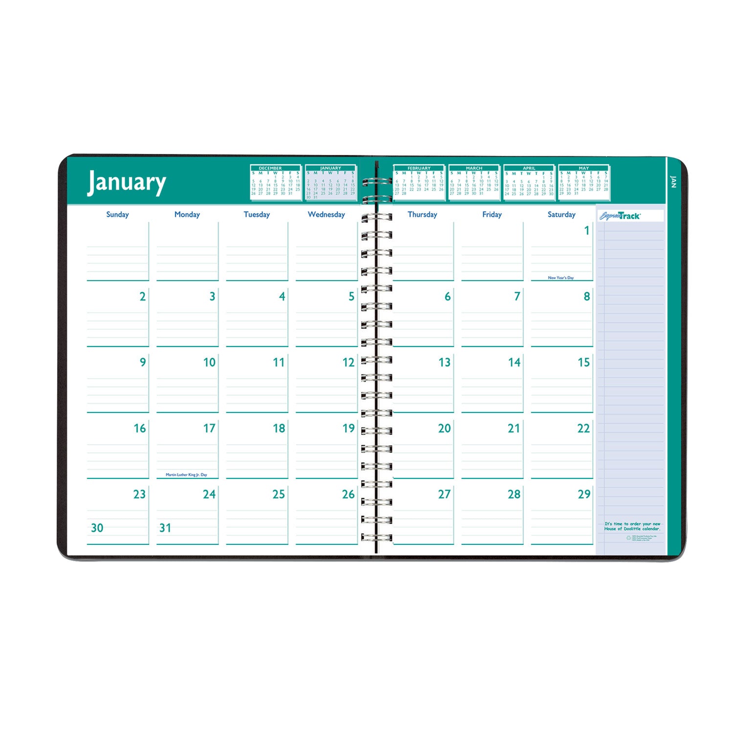Express Track Recycled Weekly Appointment Book/Monthly Planner, 11 x 8.5, Black Cover, 13-Month (Jan to Jan): 2024 to 2025 - 
