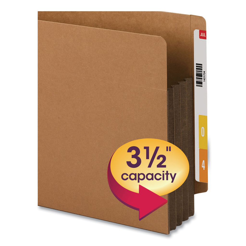 Redrope Drop-Front End Tab File Pockets, Fully Lined 6.5" High Gussets, 3.5" Expansion, Letter Size, Redrope/Brown, 10/Box - 