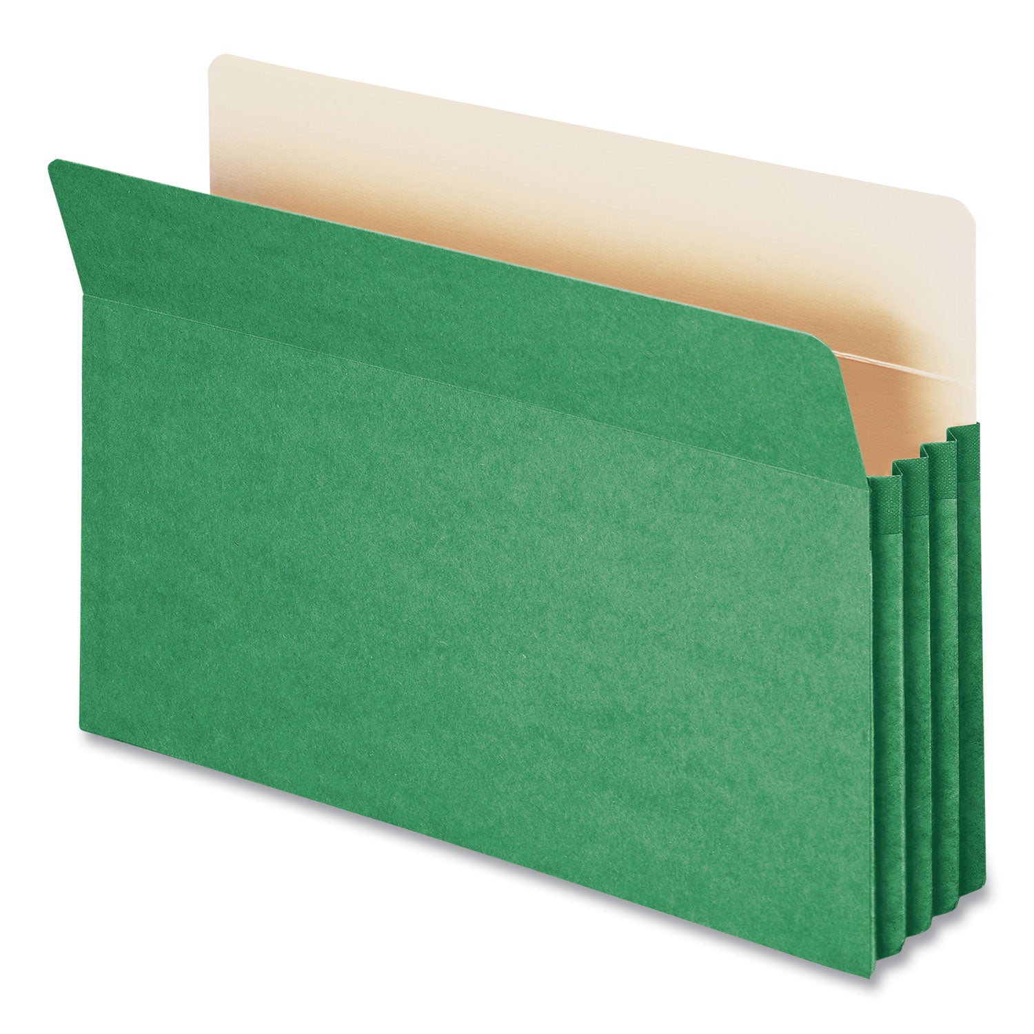Colored File Pockets, 3.5" Expansion, Legal Size, Green - 