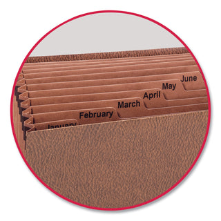 TUFF Expanding Open-Top Stadium File, 12 Sections, 1/12-Cut Tabs, Legal Size, Redrope - 