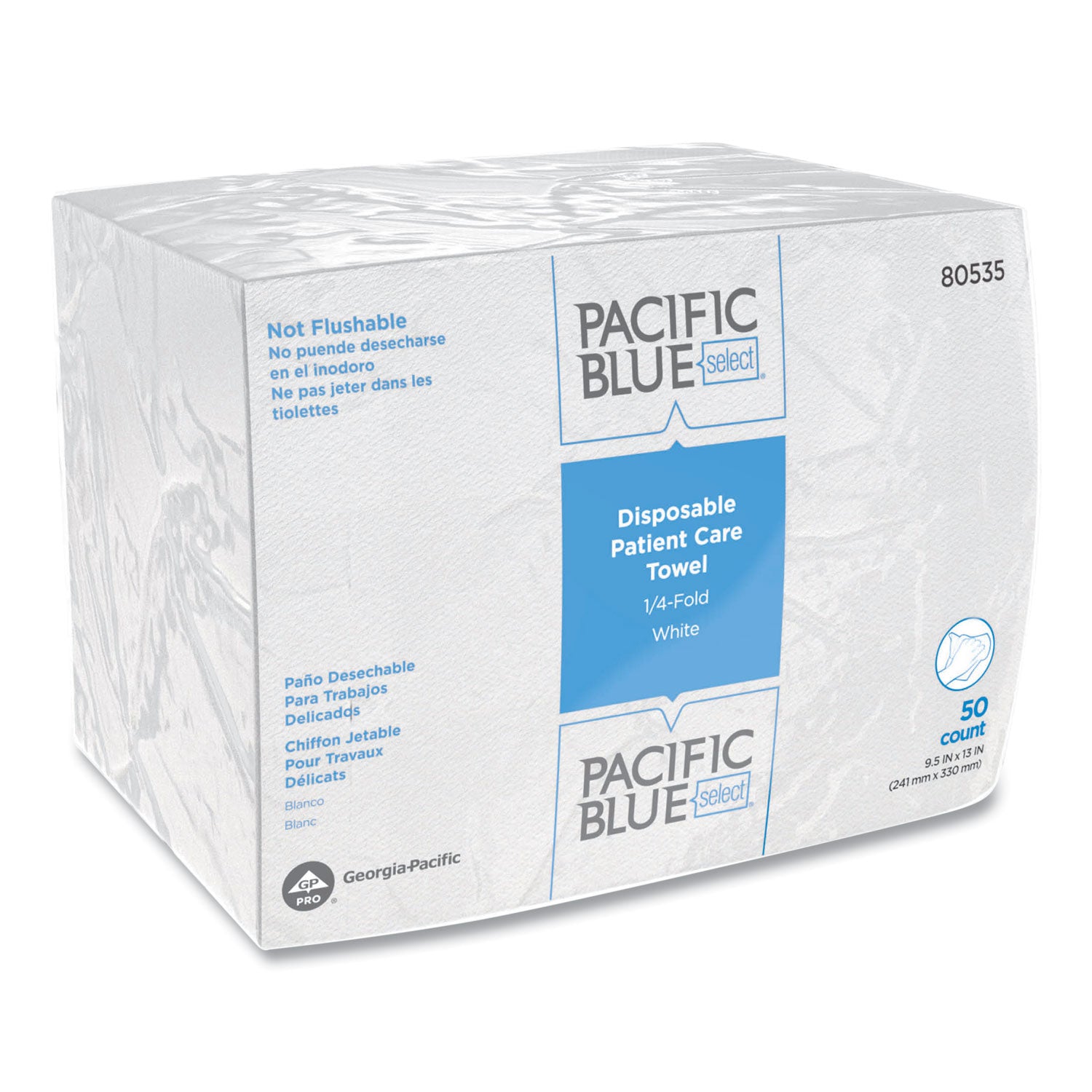 pacific-blue-select-disposable-patient-care-washcloths-1-ply-95-x-13-unscented-white-50-pack-20-packs-carton_gpc80535 - 1