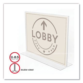 Anti-Glare Stand Up Double Sided Sign Holder, 8.5 x 11, Clear - 