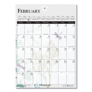 House of Doolittle Wild Flower Monthly Wall Calendar - Large Size - Julian Dates - Monthly - 12 Month - January - December - 1 Month Single Page Layout - Wire Bound - Chipboard - 16.5" Height x 12" Width - Dated Planning Page, Hanging Loop, Durable,