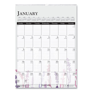 House of Doolittle Wild Flower Monthly Wall Calendar - Large Size - Julian Dates - Monthly - 12 Month - January - December - 1 Month Single Page Layout - Wire Bound - Chipboard - 16.5" Height x 12" Width - Dated Planning Page, Hanging Loop, Durable,
