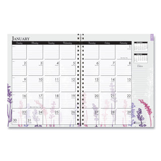 House of Doolittle Wild Flower Weekly/Monthly Planner - Julian Dates - Monthly, Weekly - 12 Month - January - December - 1 Week, 1 Month Double Page Layout - Spiral Bound - Multi, Silver - Paper - 9" Height x 7" Width - Dated Planning Page, Notes Are