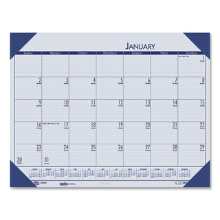 EcoTones Recycled Monthly Desk Pad Calendar, 22 x 17, Ocean Blue Sheets/Corners, Black Binding, 12-Month (Jan-Dec): 2024