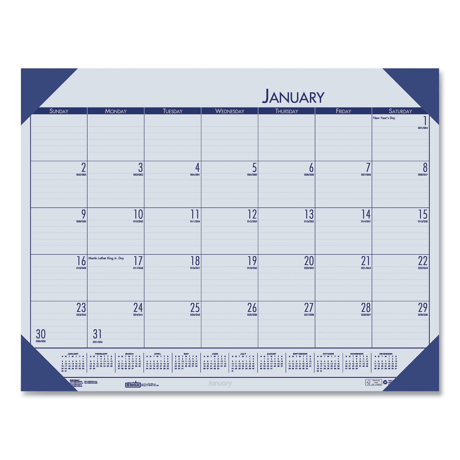 ecotones-recycled-monthly-desk-pad-calendar-22-x-17-ocean-blue-sheets-corners-black-binding-12-month-jan-dec-2024_hod12440 - 1