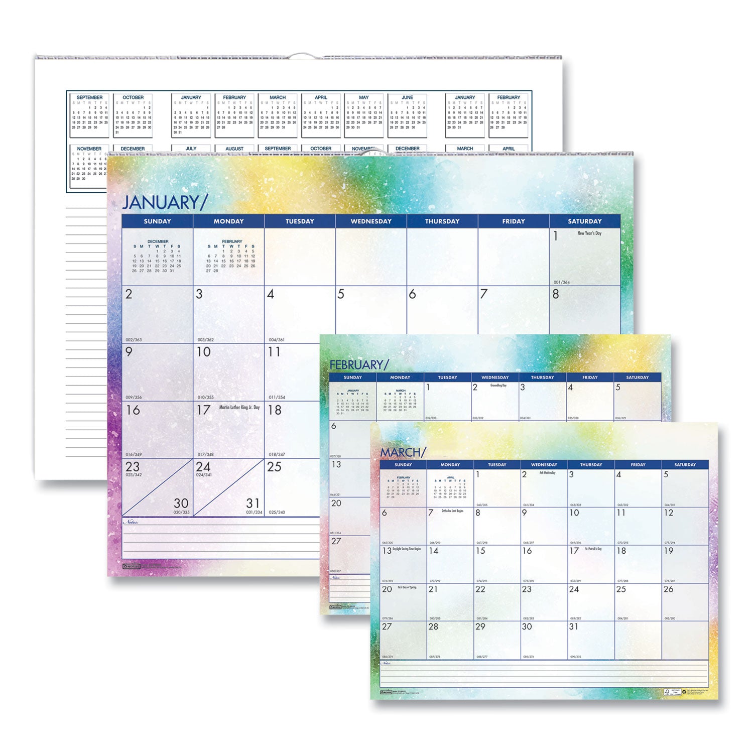 House of Doolittle Cosmos Monthly Wall Calendar - Julian Dates - Monthly - 12 Month - January 2024 - December 2024 - Spiral Bound - Multi - Paper - 12" Height x 15" Width - Reference Calendar, Printed, Dated Planning Page, Daily Block, Holiday Listin