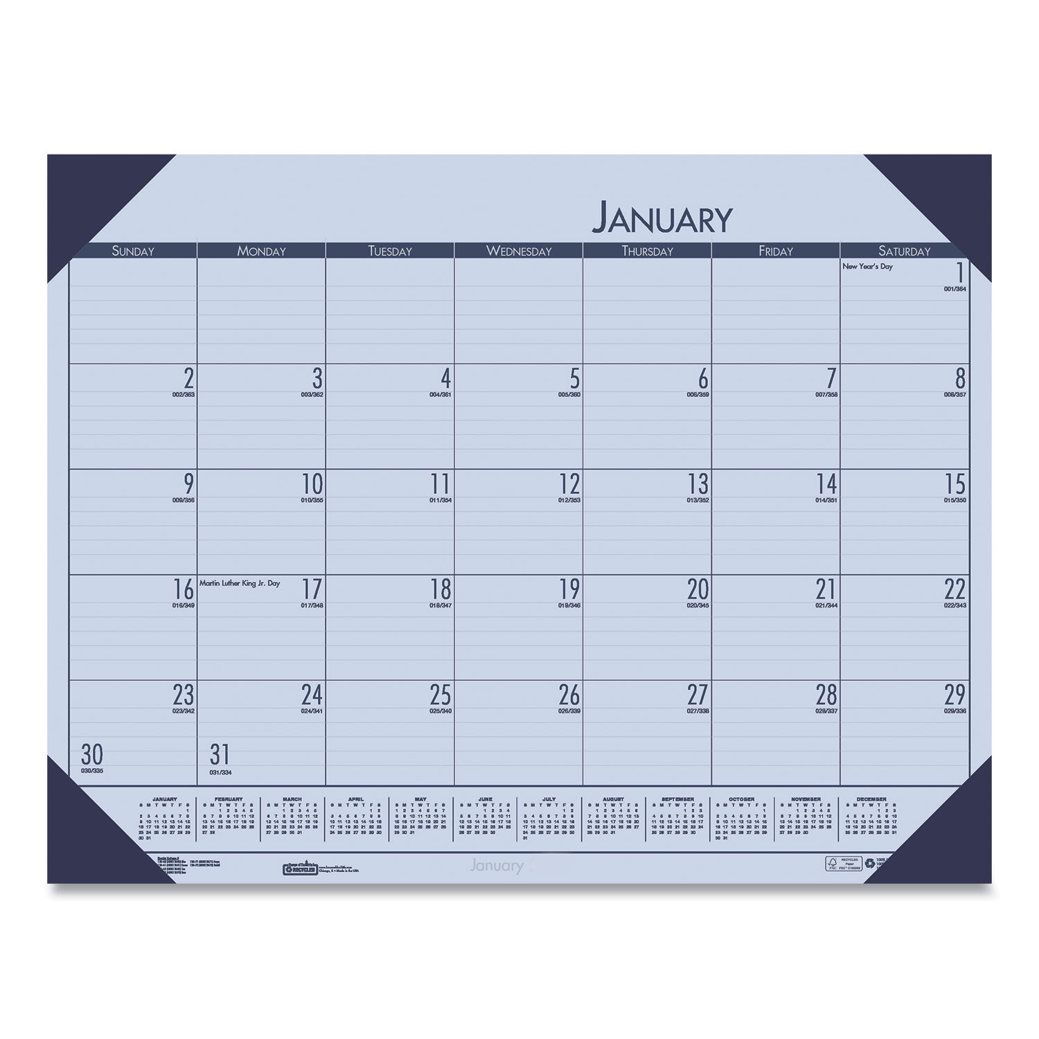 EcoTones Recycled Monthly Desk Pad Calendar, 22 x 17, Sunset Orchid Sheets, Cordovan Corners, 12-Month (Jan to Dec): 2024 - 