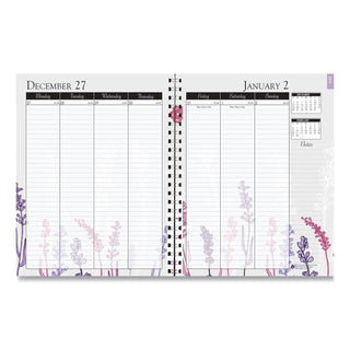 House of Doolittle Wild Flower Weekly/Monthly Planner - Julian Dates - Monthly, Weekly - 12 Month - January - December - 1 Week, 1 Month Double Page Layout - Spiral Bound - Multi, Silver - Paper - 9" Height x 7" Width - Dated Planning Page, Notes Are