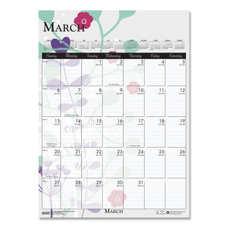 House of Doolittle Wild Flower Monthly Wall Calendar - Large Size - Julian Dates - Monthly - 12 Month - January - December - 1 Month Single Page Layout - Wire Bound - Chipboard - 16.5" Height x 12" Width - Dated Planning Page, Hanging Loop, Durable,