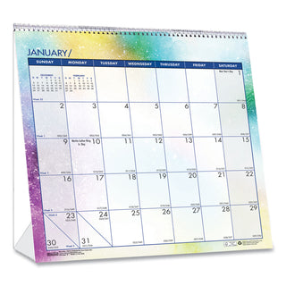 House of Doolittle Cosmos Desktop Tent Calendar - Monthly - 12 Month - January 2024 - December 2024 - Spiral Bound - Desktop - Multi - Paper - 6" Height x 6" Width - Reference Calendar, Printed, Dated Planning Page, Daily Block - 1 Each
