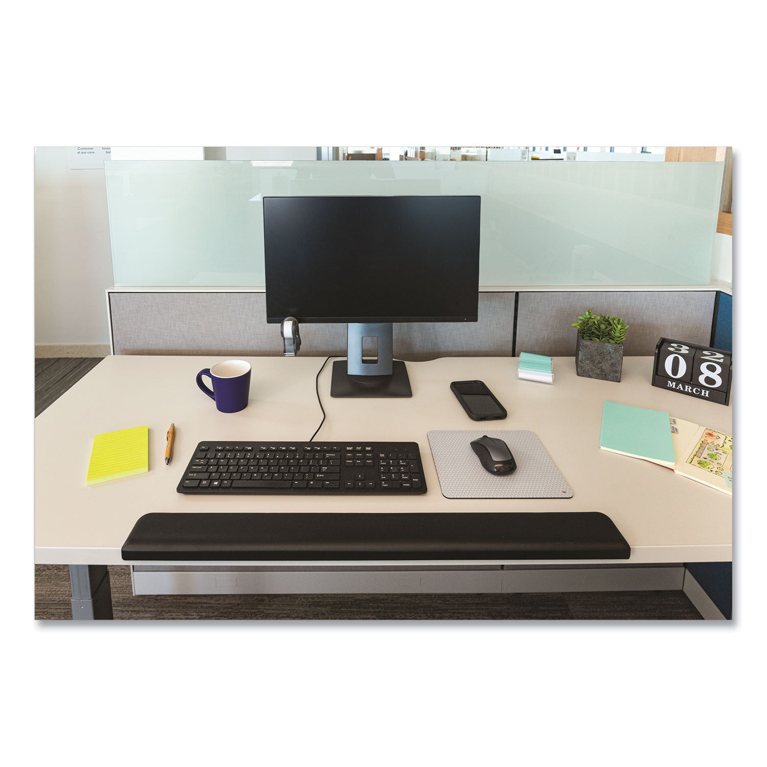 Gel Wrist Rest for Standing Desks, 30.13 x 3.25, Black