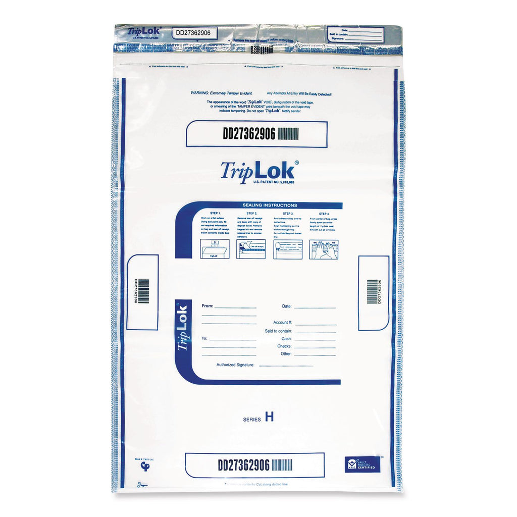 Deposit Bag, Plastic, 12 x 16, Clear, 100/Pack