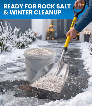 48'' Aluminum Snow Shovel Scoop with Folding Fiberglass Handle & Plastic D-Grip, 12'' Wide Blade